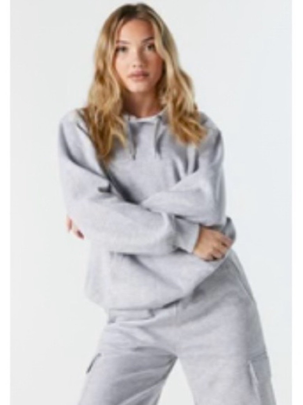 Women's Gray Hoodie Sweatshirt and sweatpants - Casual Pullover